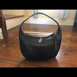 COACH black leather hobo style handbag